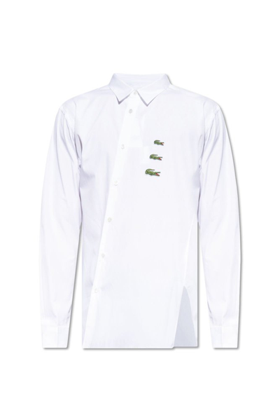 Comme Des Garçons Shirt X Lacoste Logo Embroidered Buttoned Shirt In Bianco
