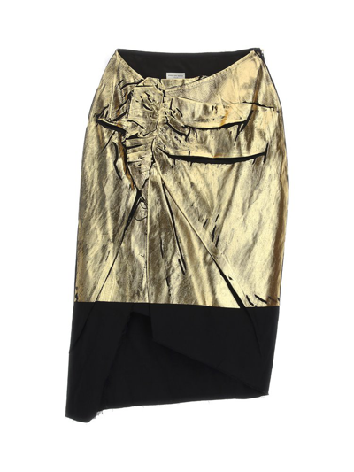 Dries Van Noten Metallic Asymmetric Midi Skirt In Multi