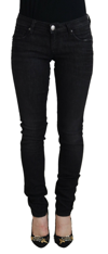 Acht Black Washed Cotton Skinny Women Casual Denim Jeans In Black