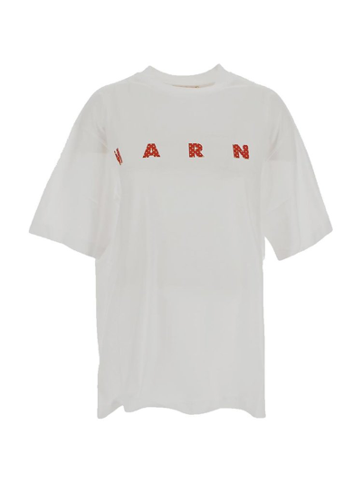 Marni Polka Logo T-shirt In White