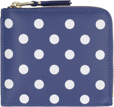 Comme Des Garçons Wallet Dot Printed Zipped Wallet In Blue