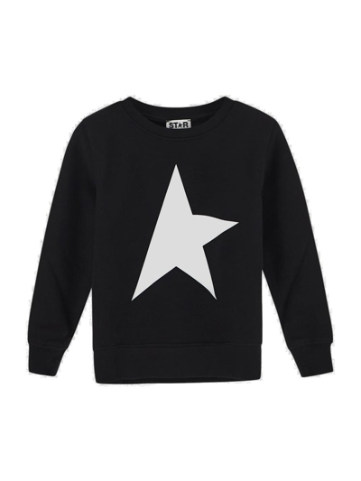 Golden Goose Kids' Star Boys Crewneck Regular Sweatshirt In Black/white