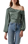 ASTR OFF THE SHOULDER SATIN BLOUSE