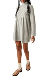 Free People Jaci Long Sleeve Mock Neck Sweater Dress In Heather Gray