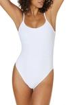 Andie The Laguna Long Torso Ribbed One-piece Swimsuit In White