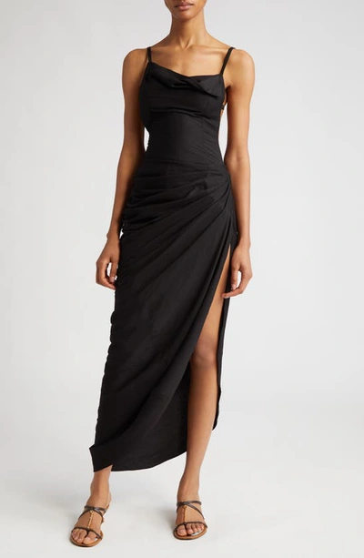 Jacquemus Black Le Papier 'la Robe Saudade' Maxi Dress In 990 Black