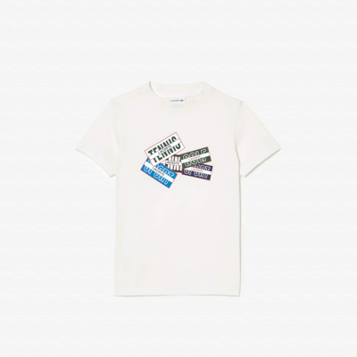 Lacoste Unisex Cotton Badge Print T-shirt - 6 Years In White