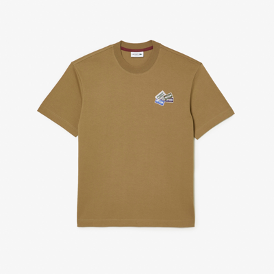 Lacoste Men's Heavy Cotton Jersey Multi Badge T-shirt - M - 4 In Brown