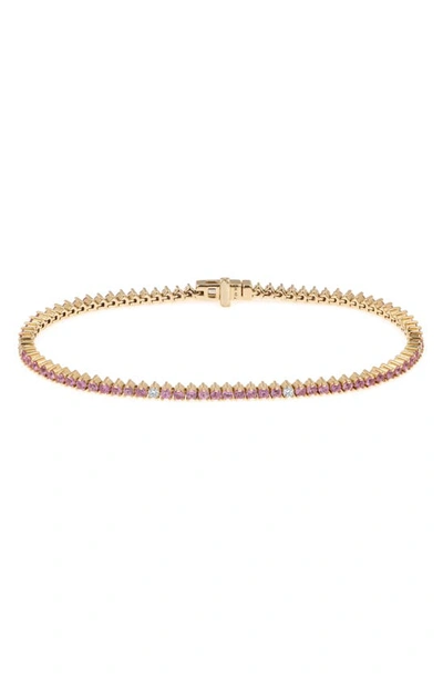 Adina Reyter 14k Yellow Gold Pink Sapphire & Diamond Tennis Bracelet In Pink/gold