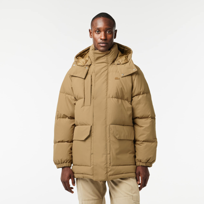 Lacoste Men's Removable Hood Midi Puffer Jacket - 48 - S/m In Brown