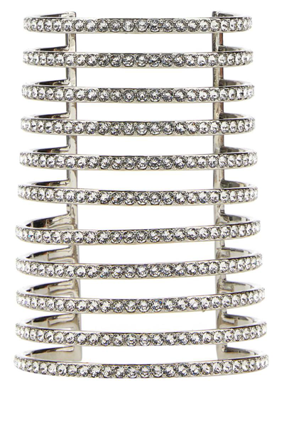 Amina Muaddi Bracelets In White Crystal+silver