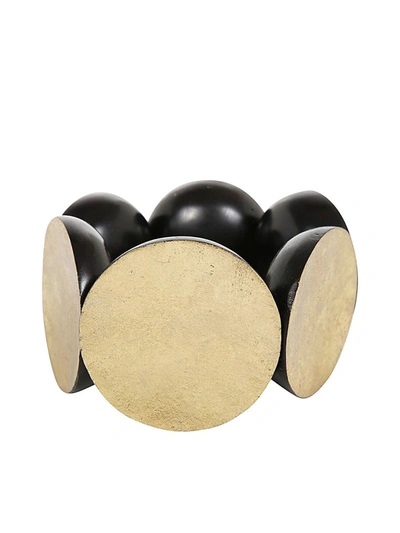 Monies Circle-shape Wooden Bracelet In Black Gold