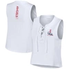 WEAR BY ERIN ANDREWS WEAR BY ERIN ANDREWS WHITE LOS ANGELES ANGELS LACE-UP TANK TOP