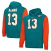 MITCHELL & NESS MITCHELL & NESS DAN MARINO AQUA MIAMI DOLPHINS RETIRED PLAYER NAME & NUMBER PULLOVER HOODIE