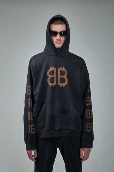 Balenciaga Crypto Hoodie In 1055 Washed Black