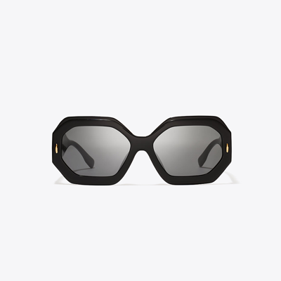 Tory Burch Miller Geometric Sunglasses In Black