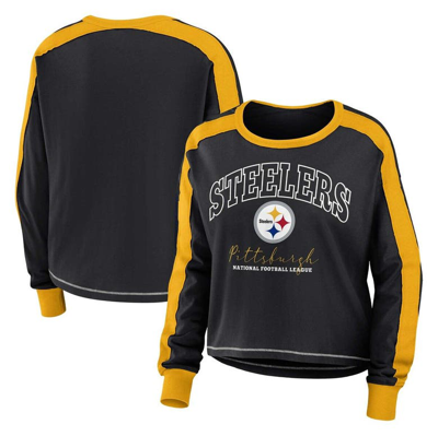 Wear By Erin Andrews Black Pittsburgh Steelers Plus Size Colorblock Long Sleeve T-shirt