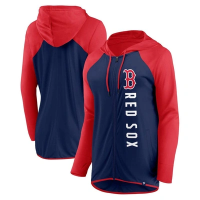 Fanatics Women's  Navy, Red Boston Red Sox Forever Fan Full-zip Hoodie Jacket In Navy,red