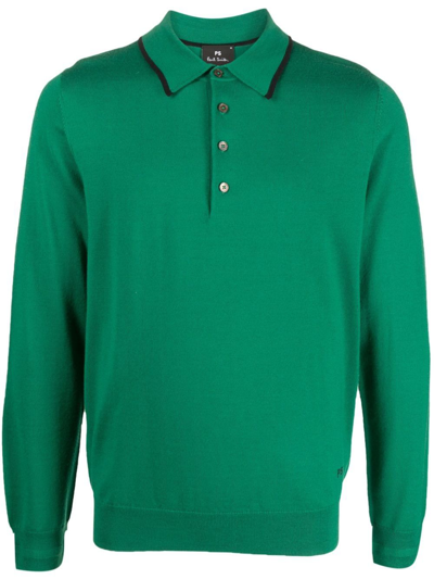 Ps By Paul Smith Mens Sweater Long Sleeves Polo In Green