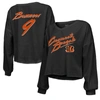 Majestic Threads Joe Burrow Black Cincinnati Bengals Name & Number Off-shoulder Script Cropped Long In Black