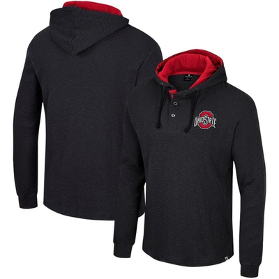 COLOSSEUM COLOSSEUM BLACK OHIO STATE BUCKEYES AFFIRMATIVE THERMAL HOODIE LONG SLEEVE T-SHIRT