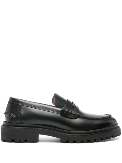 ISABEL MARANT BLACK FREZZA LEATHER LOAFERS