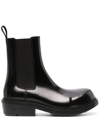 Bottega Veneta Polished Finish Black Ankle Boots With Elastic Side Panels In Black