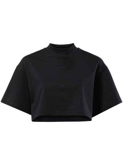 Reebok Special Items Vector Cropped Cotton T-shirt In Schwarz