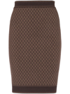 BALMAIN BROWN MONOGRAM-JACQUARD WOOL-BLEND SKIRT