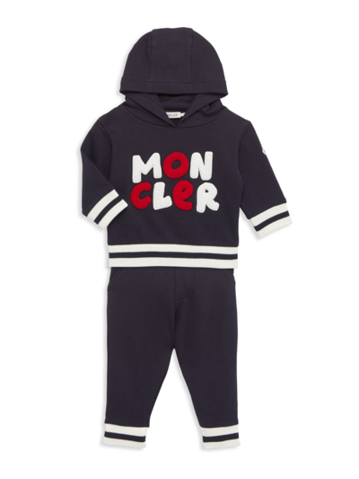 Moncler Baby Boy's & Little Boy's Chenille Logo Embroidered Hoodie In Navy
