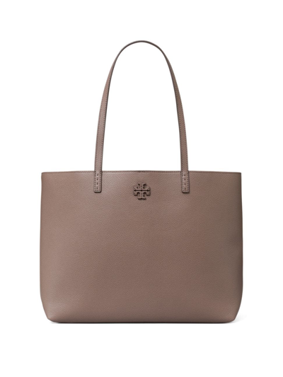 Tory Burch Mcgraw Leather Tote In Grey