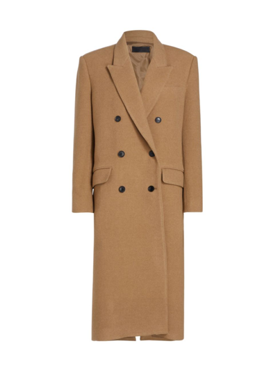 Nili Lotan Edmont Double Breasted Long Coat In Camel