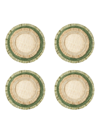 Joanna Buchanan Straw Ruffle Edge Coasters 4-piece Set In Green
