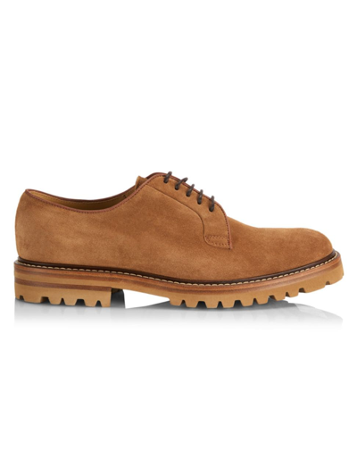 Brunello Cucinelli Suede Derby Shoes In Warm Brown