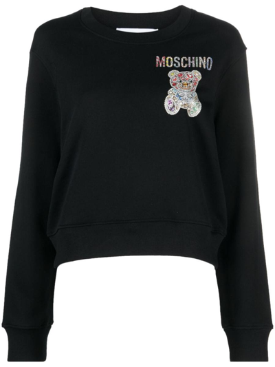 Moschino Graphic-print Cotton Sweatshirt In Black