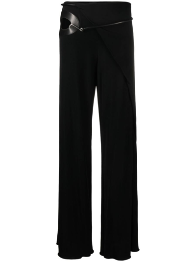 Tom Ford Cut-out Wide-leg Silk Trousers In Black