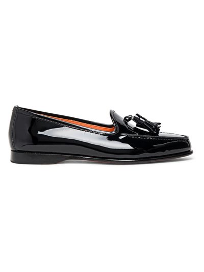 Santoni Women's Black Patent Leather Andrea Tassel Loafer