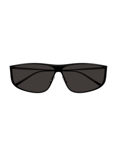 Saint Laurent Men's Fashion Show Sl 605 Luna 99mm Rectangular Sunglasses In Black