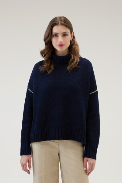 Woolrich Women Melton Blue Size L In Melton Blue