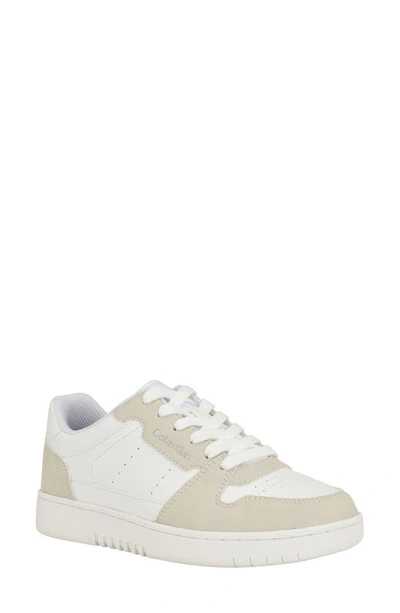 Calvin Klein Women's Hattea Round Toe Lace Up Casual Sneakers Women's Shoes In Off White