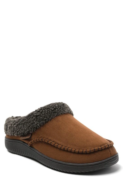 Dearfoams Marshall Microsuede Moc Toe Mens Memory Foam Clog Slippers In Brown
