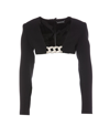 David Koma Top '3d Crystal Chain And Square Neck' In Black