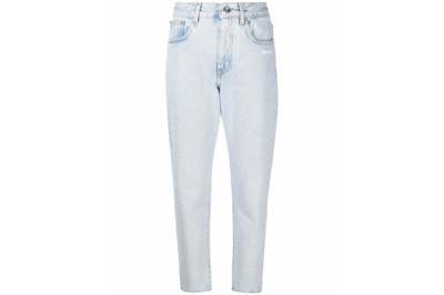 Pre-owned Off-white Diag Straight Leg 5 Pocket Jeans Light Lbue White