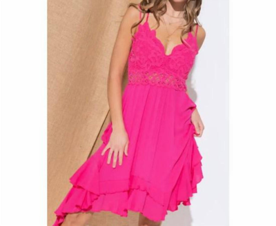 Blue B Bralette Ruffle Dress In Fuchsia In Pink