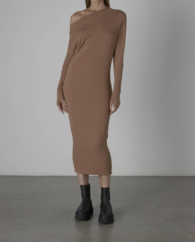 ENZA COSTA SWEATER KNIT SLOUCH DRESS IN AMBER