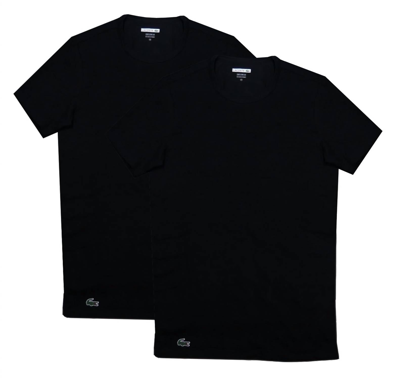 Lacoste Men's Logo Undershirt T-shirt 2 Pack In Black