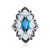 Ross-simons London Blue Topaz And Aquamarine Ring With Blue Diamonds In Sterling Silver