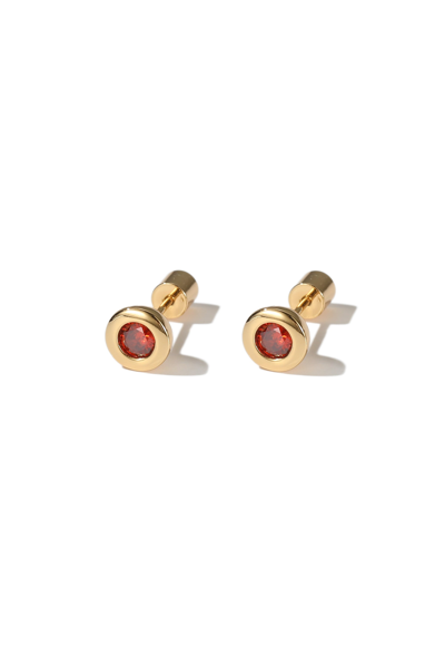 Classicharms Aurora Gold Bezel Set Ruby Red Solitaire Stud Earrings