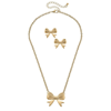 CANVAS STYLE WOMEN'S STEPHANIE BOW EARRING AND NECKLACE SET IN GOLD