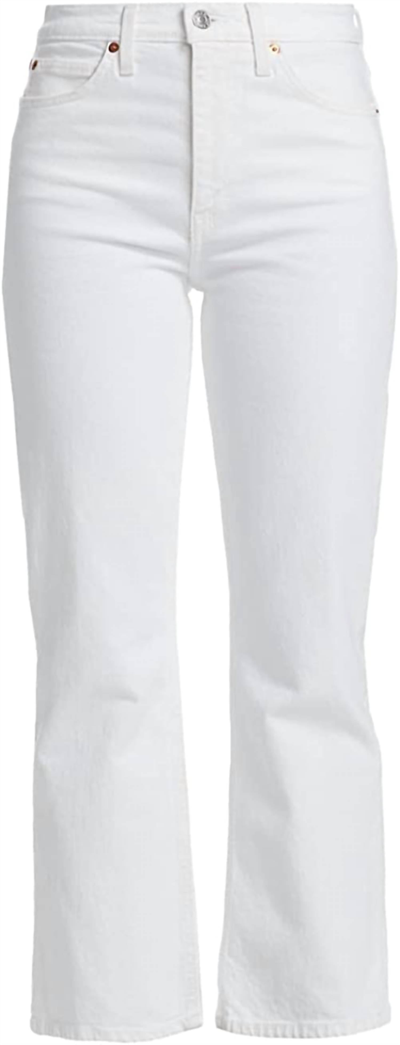 Re/done Women Crop Boot Cut 70's Denim High Rise Jeans In White